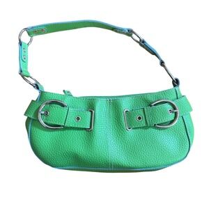 Mainstreet Collection Lime Green Pebbled Faux Leather Buckle Shoulder Bag Y2K